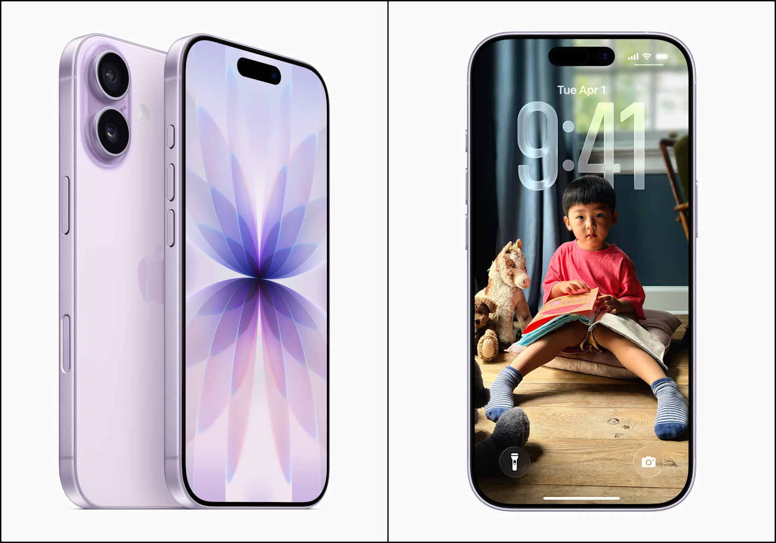 The new purple iPhone 17 features a Super Retina XDR display with 120Hz ProMotion technology, showcasing vivid colors and sharp details